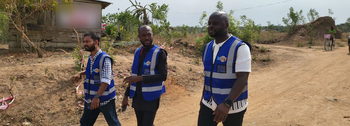 William Abri walking a new site with the team